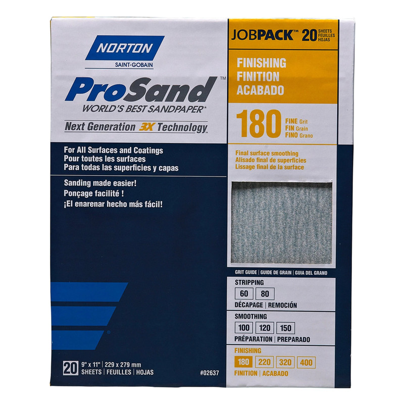 ProSand 3X Sanding Sheets - 9" x 11" - Grit:180 Grit - Pieces:20-Piece